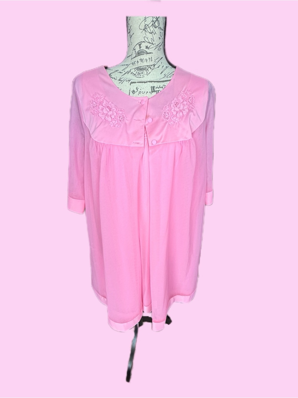 Soft Pink Women's Nightgown with Floral Pattern